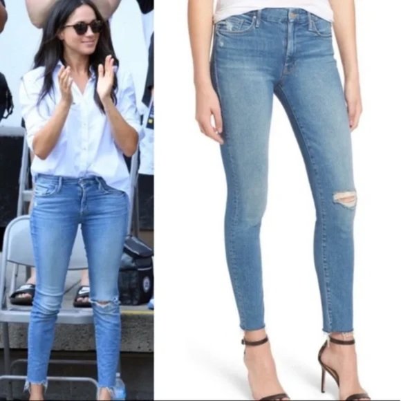 MOTHER Denim - MOTHER Denim Looker Ankle Fray Skinny Jeans Birds of Paradise Distressed, Sz 27